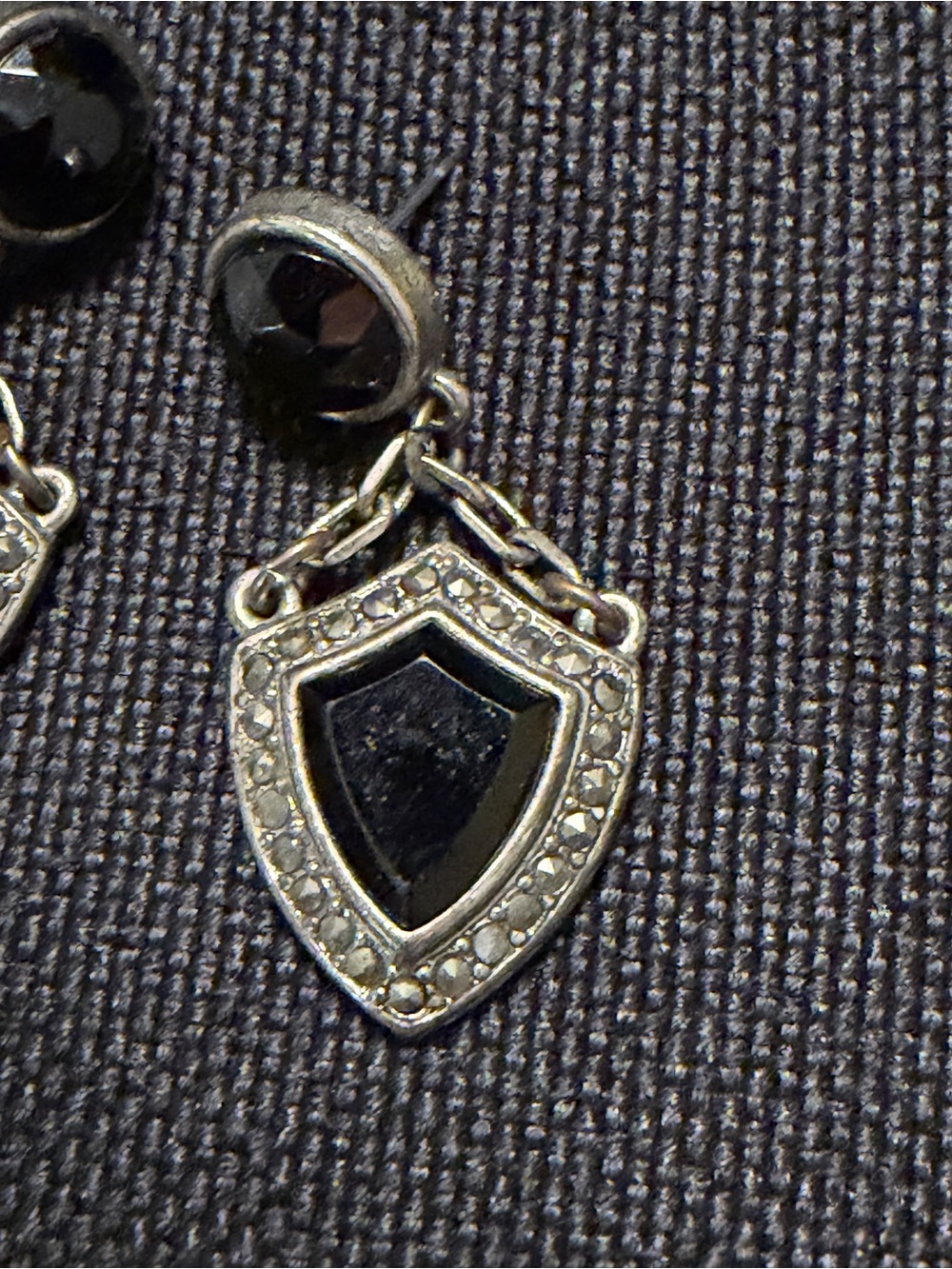 Black Shield Drop Earrings - Women's Fashion Jewelry